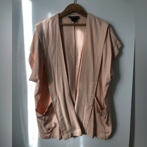 Vintage Philippe Ronsard Paris Raw Silk Cardigan Vest - Blush Pink